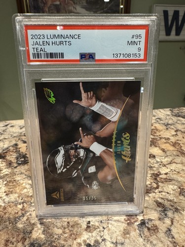 Panini 2023 Luminance Jalen Hurts #95 Teal /35 Eagles PSA 9 Football