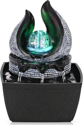 Tabletop Water Fountains Indoor, 3 Gears Desktop Fountain with Led Rolling Ball,