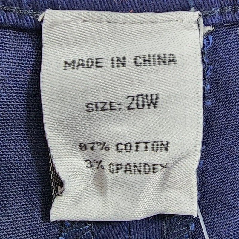 Pantalones Monroe & Main para mujer 20W azul tiro alto capri botón dobladillo algodón elástico Foto 4 de 4