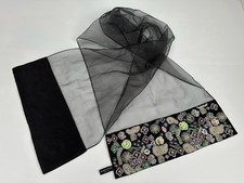 Valerie Stevens Beaded Sequin Sheer Evening Shawl Wrap Black