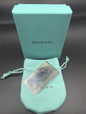 Tiffany & Co Machine Turned Pin Stripe Engravable ID Money Clip in