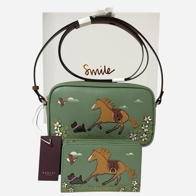 RADLEY Handtasche und Geldbeutel grün Leder kleine Tasche und Portemonnaie - Mond Neujahr SS26