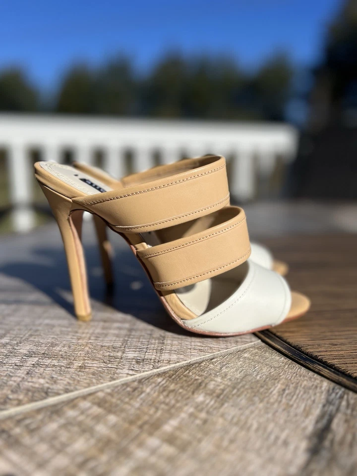 Alice + Olivia Slides Mujer Talla EU 38 Blanco Bronceado Graciella Vachetta Multi Banda Foto 4 de 4