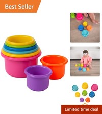Montessori Stacking Cups for Toddlers - 8 Colorful Bath  Water Toys