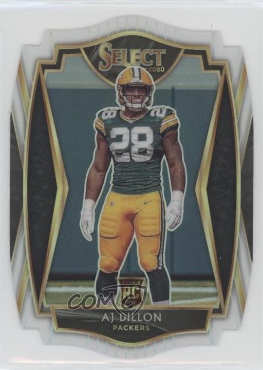 2020 Panini Select Premier Level White Prizm Die-Cut AJ Dillon #165 Rookie RC