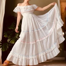 Gunne Sax Romantic Victorian prairie Off-Shoulder Cottagecore Dress small