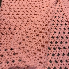 Hand Crocheted Baby Blanket Approximately 59 x 37 Pink Preowned Nice Condition