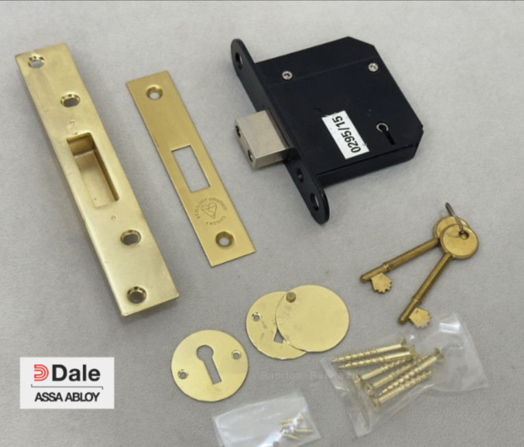 Dale 5 Lever Mortice Deadlock 80mm (3"") British Standard High Security – Brass