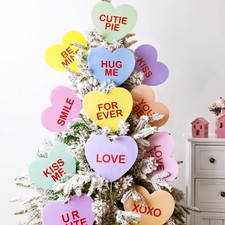 Valentine's Day Decorations Tree Ornaments: 12 pcs Large Candy Heart San Tree De