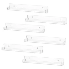 6 PCS Clear Acrylic Floating Shelves Book Shelf Display Ledge 5 MM Thick Wall