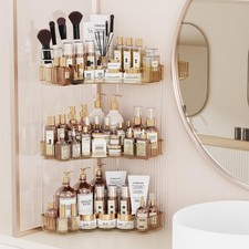 3-Tier Corner Bathroom Counter Organizer with Top Toothbrush Holders,Large Ma...