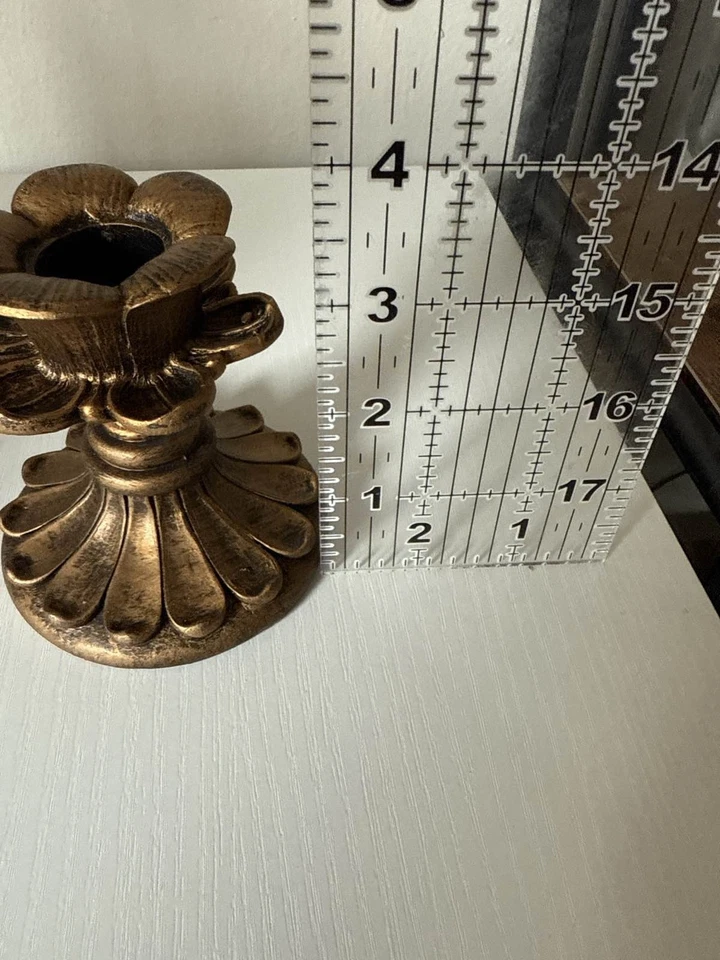 MCM Brass Tulip Candlestick Gold Decor Resin - Image 4 of 4