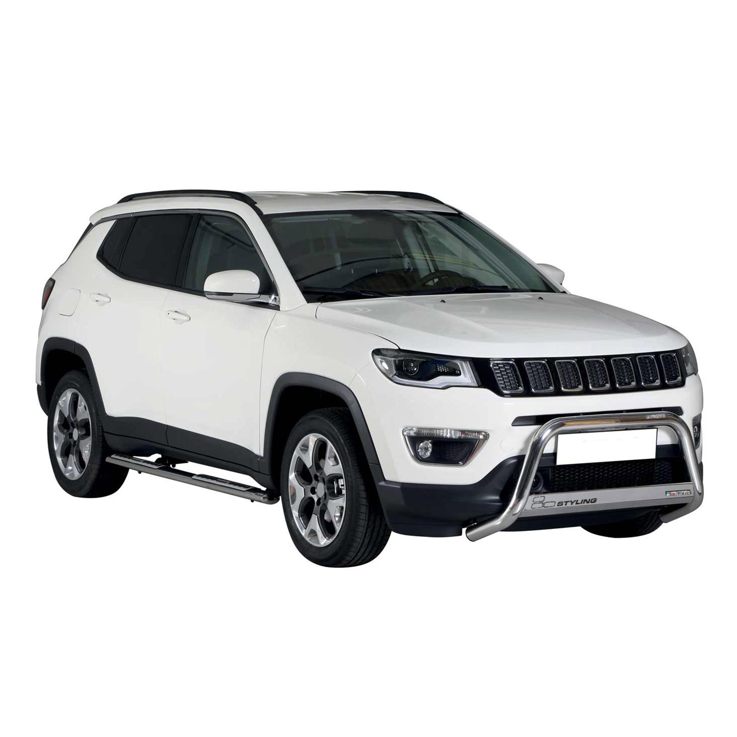 Protégez votre Jeep Compass face aux chocs avec ce pare-buffle en acier gris 63 mm