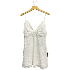 Lulus Plunge Neck Sleeveless Floral Jacquard Babydoll Dress White size Large NWT