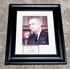 President LYNDON B. JOHNSON Autographed Photograph Framed 36 US Pres JFK VP