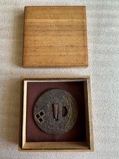 Antique Japanese Tsuba Samurai Katana Sword Guard Iron with Inlay H-0082
