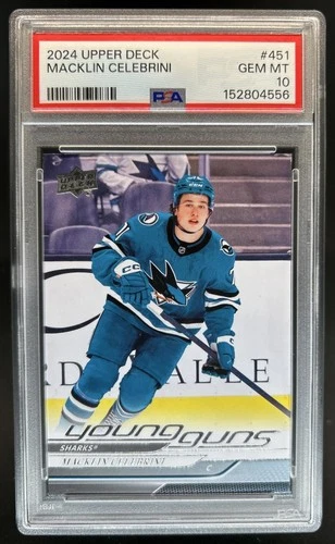 2024-25 Upper Deck Macklin Celebrini Rookie Young Guns RC #451 Sharks PSA 10
