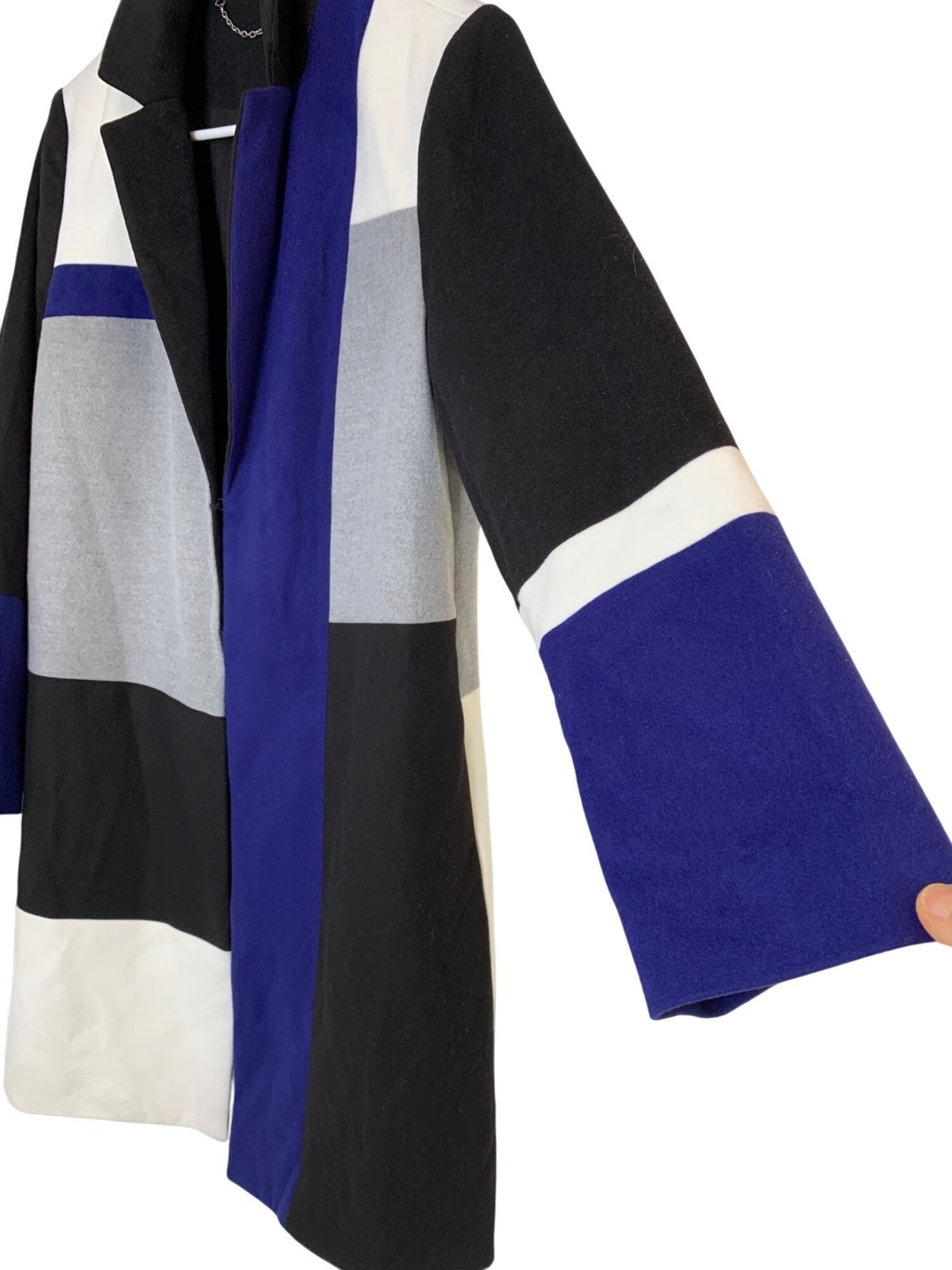 Chicos Black Label Size 8/10 M Patchwork Topper Coat RD10711 $259 NWT image 10