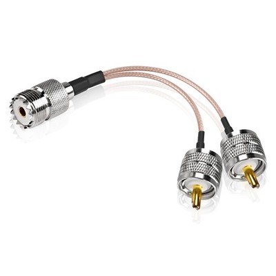 XMSJSIY UHF Female to Dual Male Splitter Cable SO239 6 inches, yellow