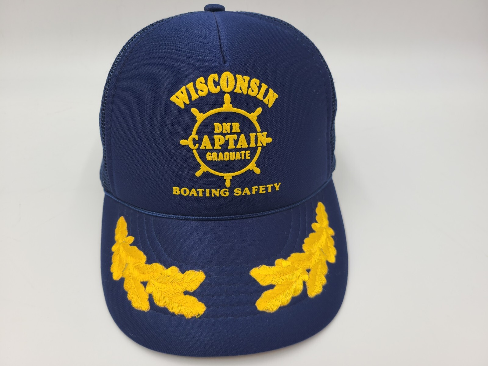 Vintage Wisconsin DNR Captain Boating Safety Snapback Mesh Cap Blue