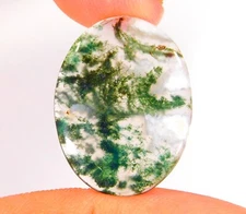 12 Cts Natural Green Moss Agate Oval Cabochon Loose Gemstone 27x20x3 mm CG=0265