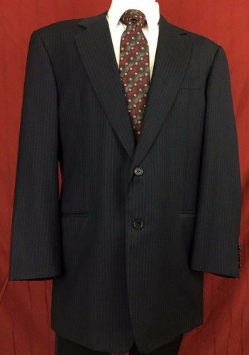 Hickey Freeman Loro Piana italienischer Woll Sport Mantel blau Nadelstreifen 42 lang 42 L - Bild 4 von 11