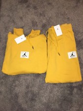 Nike Air Jordan Essentials Fleece Jogger Pants Hoodie Suit Set Gold Size Large L