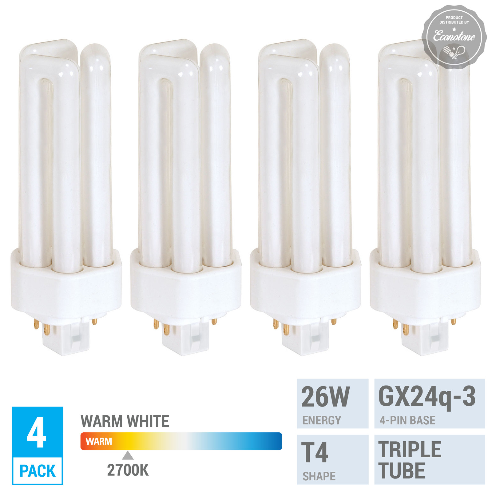 T4 4-pin Gx24q-3 2700k Warm White