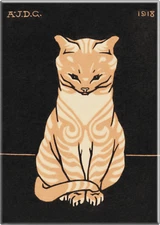 Magnet  Sitting Orange Cat Julie De Graag 20th Century Dutch Art Nouveau 3.5"