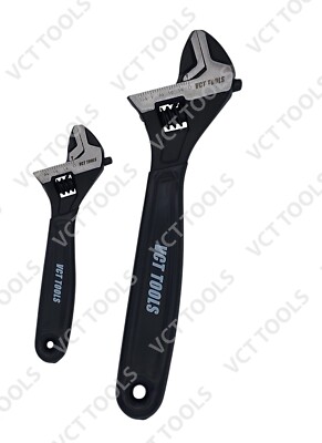 VCT 2PC Adjustable Wrench Set 6'' 10'' Wide Jaw Wrench with Metric & SAE Scale