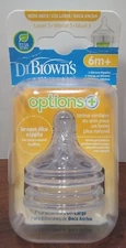 Dr Brown's Options+ Wide Neck Baby Bottle Nipple 6m+ natural Flow 2 pack