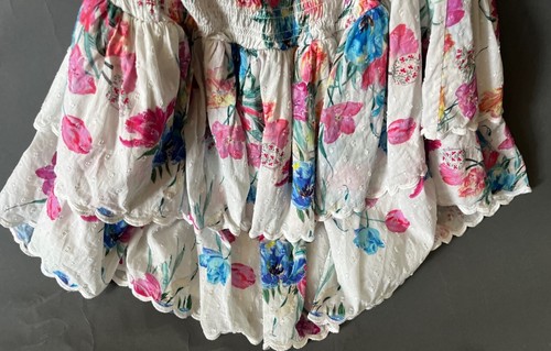 Love Shack Fancy, Halter Mini Dress, Size Large, White with Pink & Blue Flowers - 第 6/12 張圖片