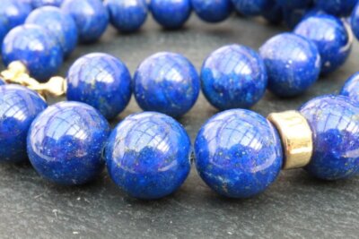 GOLDJUNGE69 * SOGNI D´ORO EDELSTEIN KETTE LAPIS  12mm BLAU 51 cm 375er GELBGOLD