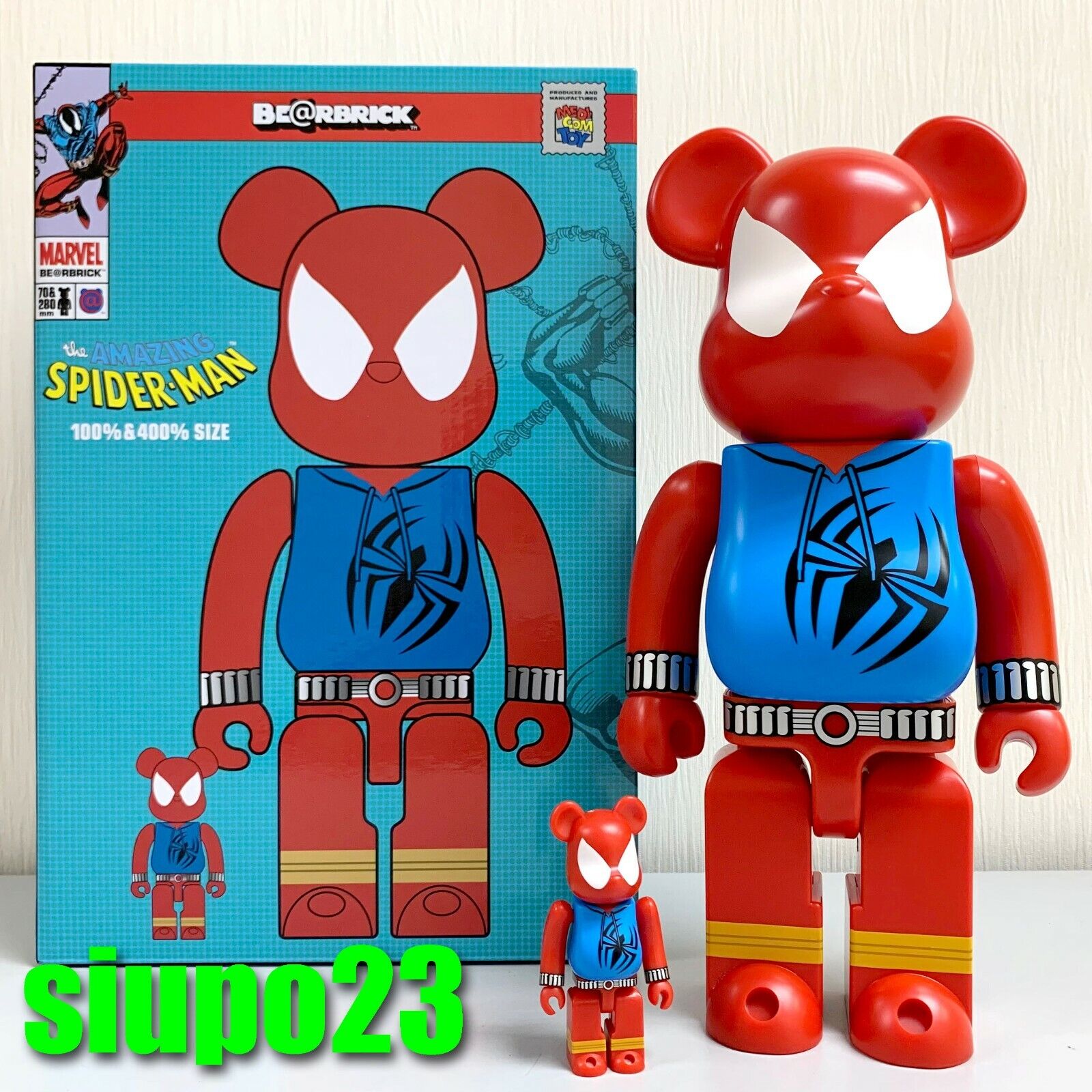 BE@RBRICK SPIDER-MAN 100％ & 400％ 黒赤セットハンドメイド