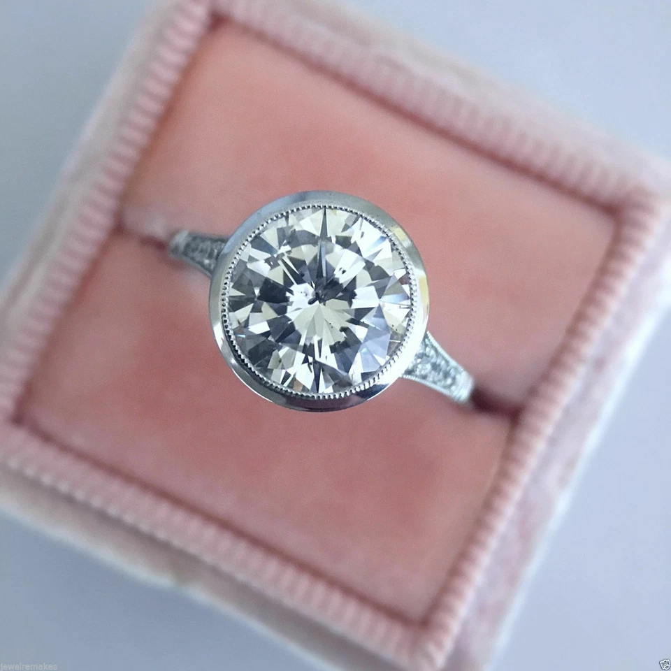 Anello lunetta matrimonio fidanzamento argento sterling 925 moissanite rotond... - Immagine 2 di 4