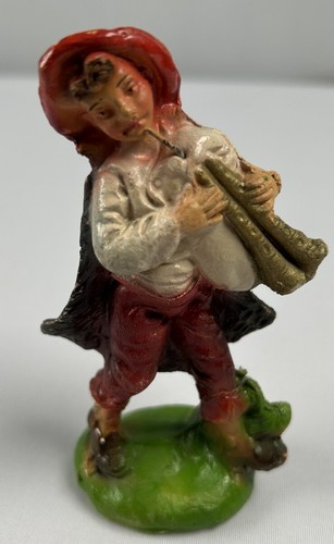 Vintage Nativity Bagpipe Player Chalkware Italy 4” H Repaired - Picture 8 of 8