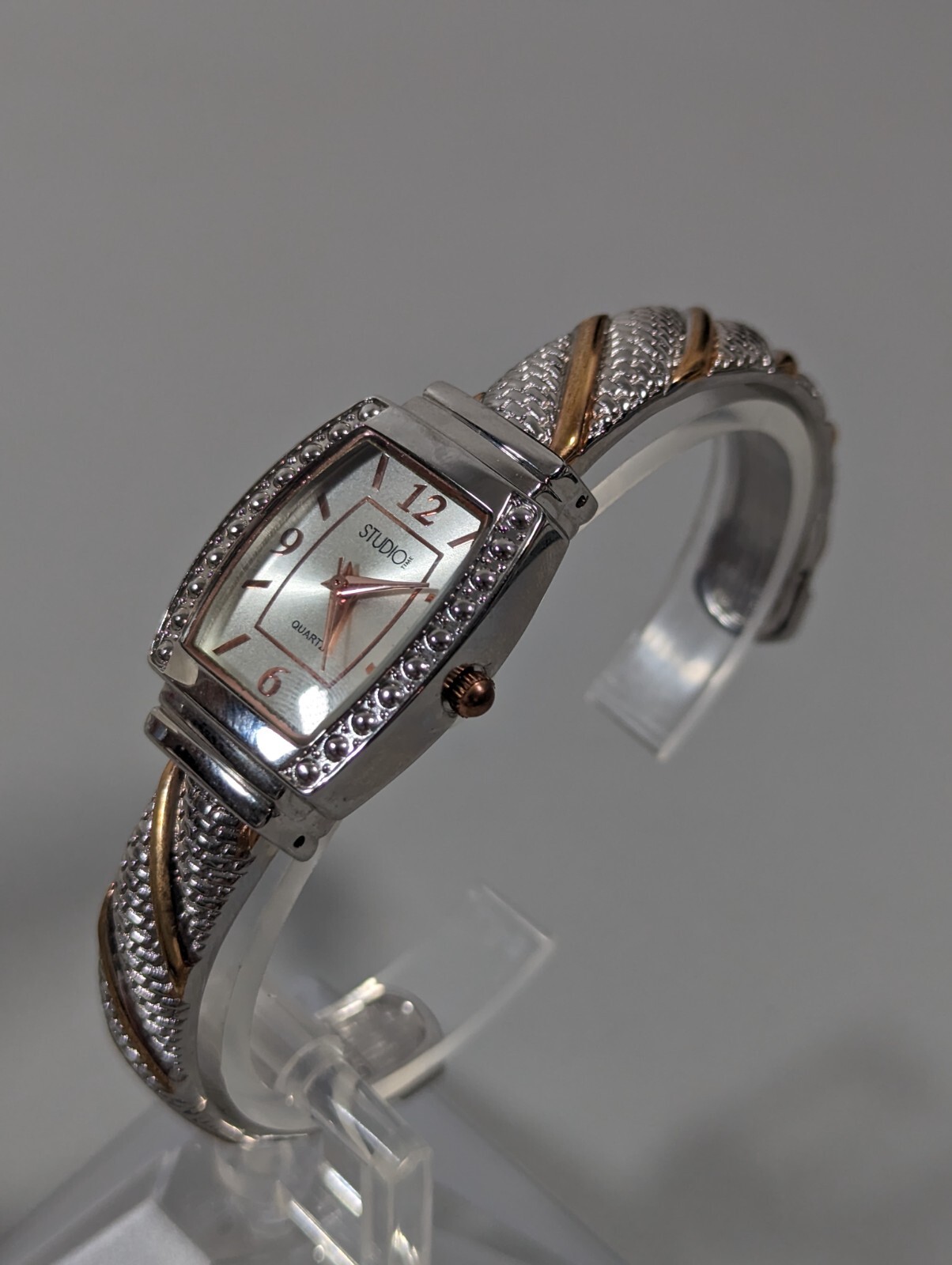 Studio Silver Tone Dial Rectangle Case Hinge Open… - image 3