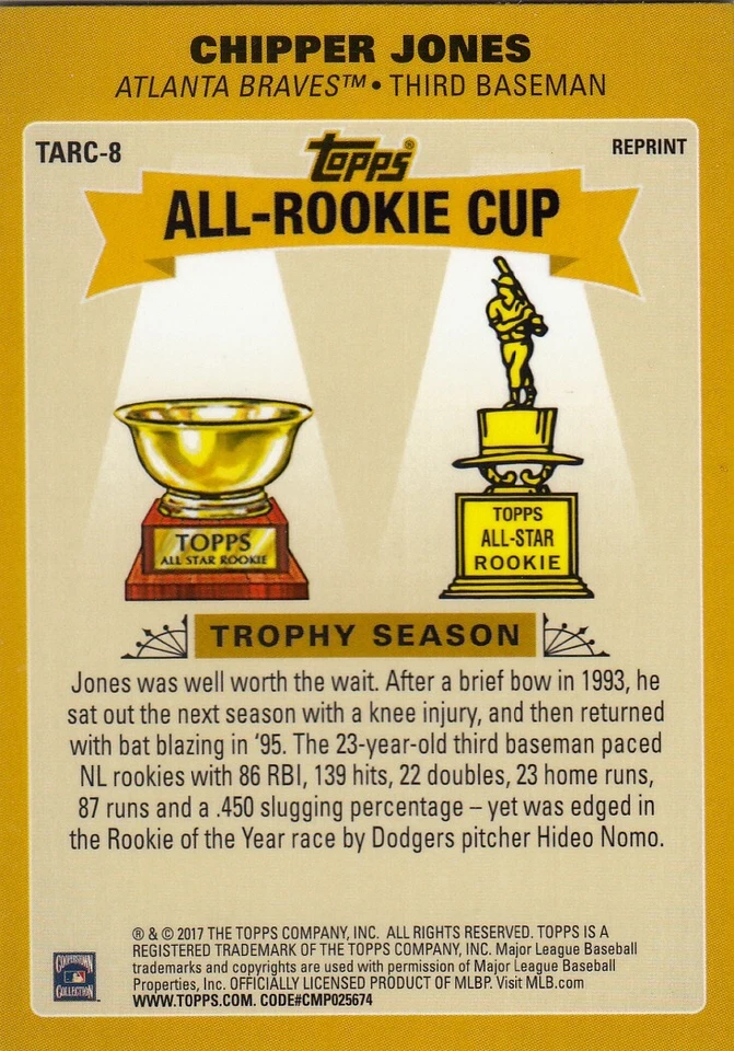 2017 Topps Chrome Update - Target Topps All-Rookie Cup Chipper Jones #TARC-8 HOF - Image 2 of 2