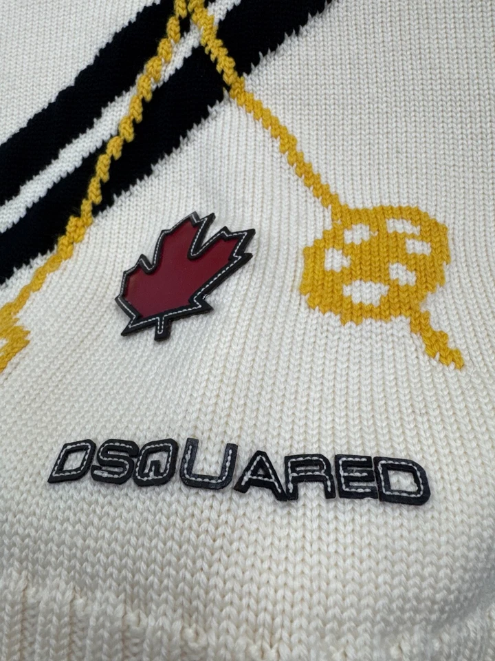 Dsquared2 Wool Knitted Embroidered Skiing Sweater Vest Gilet Size L - Image 3 of 4