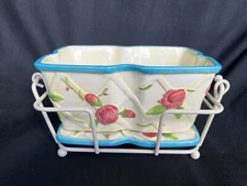 Temp-Tations Presentable Ovenware By Tara Roses 1Qt Loaf Pan W/Trivet & Rack