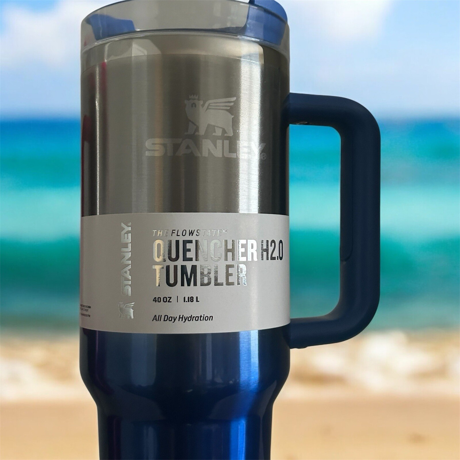 Stanley Cup Blue Spruce 40oz Quencher H2.0 Flowstate Tumbler Swirl Blue-image