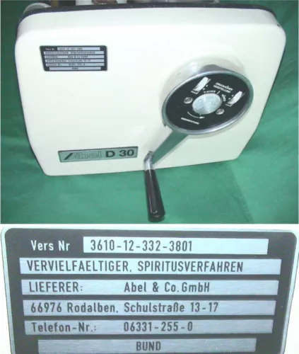 ABEL D30 Vervielfältiger Spiritus Matrizendrucker Ormig Heyer Spirit Duplicator