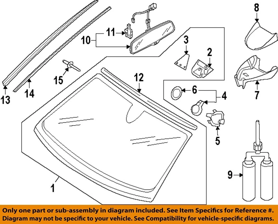Used Front Center Interior Rear View Mirror fits: 2016 Audi A6 w/automatic dimmi - Изображение 3 из 4