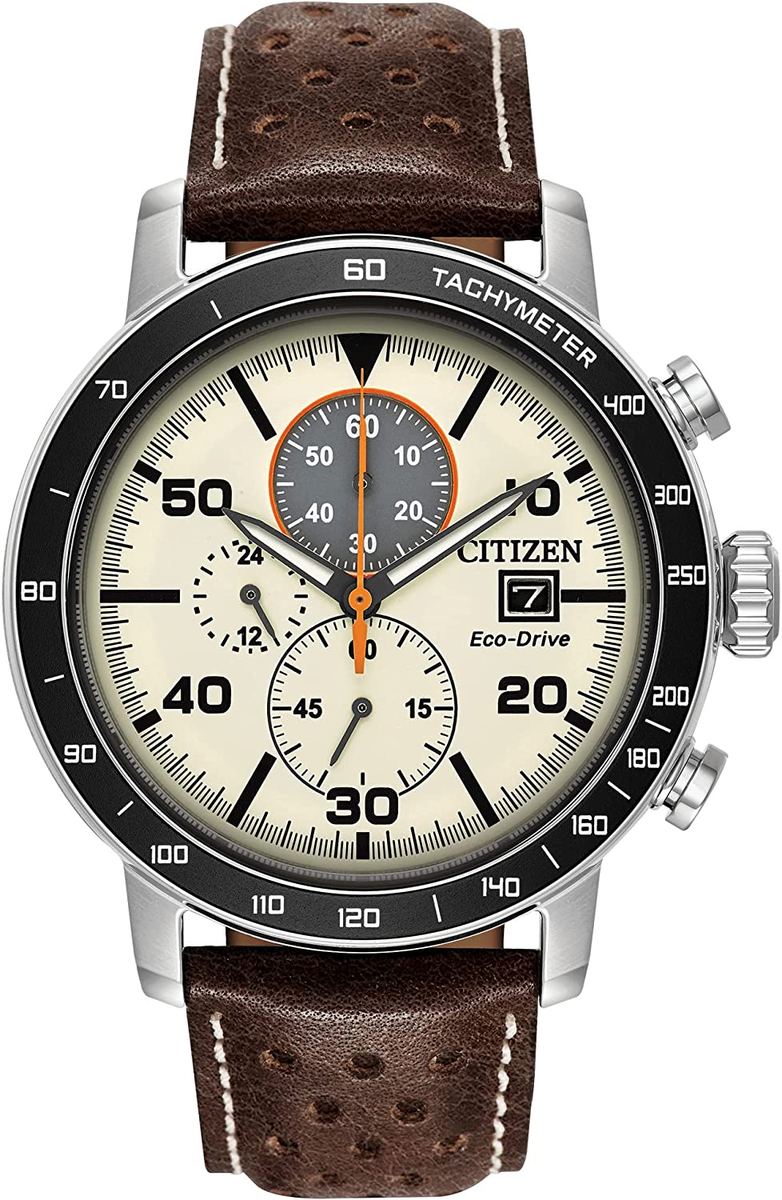 ブッチーニー Citizen CA0649-06X Brycen Chronograph Tachymeter Brown Leather