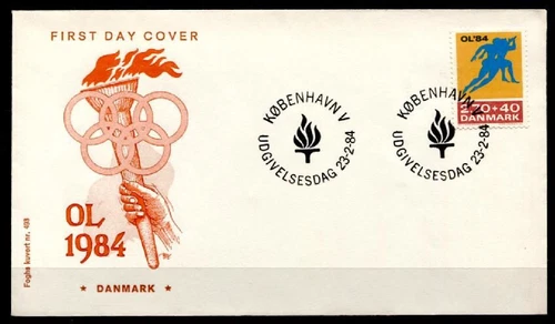 Olympic Games, Sarajevo, Los Angeles. Torch Relay. FDC. Denmark 1984