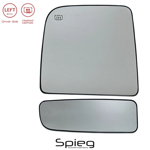 Driver Side Mirror Glass for 2004-2015 NISSAN TITAN with Heated Upper & Spotter