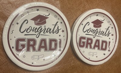 Brown/ White Color for Special Occasions, Congrats GRAD 50 Dinner Plates in 2 Pk