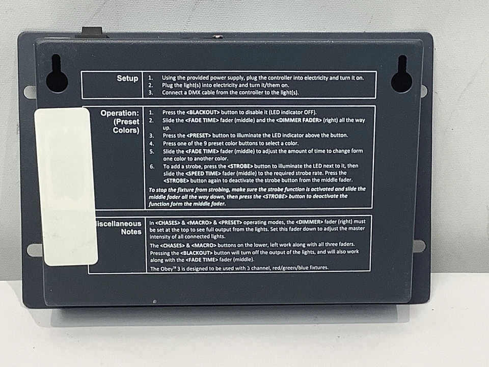 Chauvet DJ Obey 3 Compact DMX RGB Lighting Controller 3-Channel - Image 4 of 4