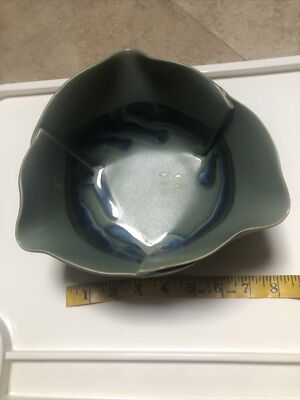 Vintg Signed Hilborn Pottery Canada Pinch Pot Glazed Candy Trinket Bowl Dish M6