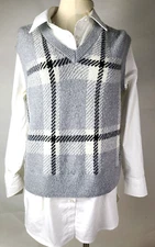 Rachel Zoe Top Vest over shirt 1 piece plaid Size Medium